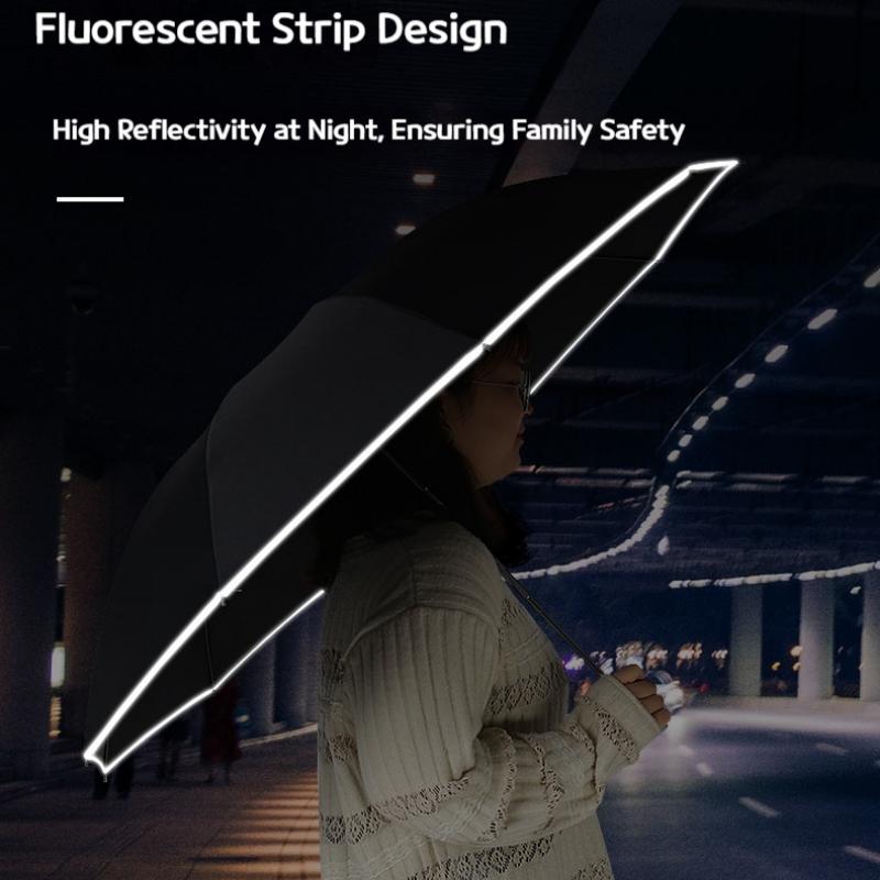Fully automatic reverse umbrella car mounted LED light reflective strip folding umbrella flashlight umbrella