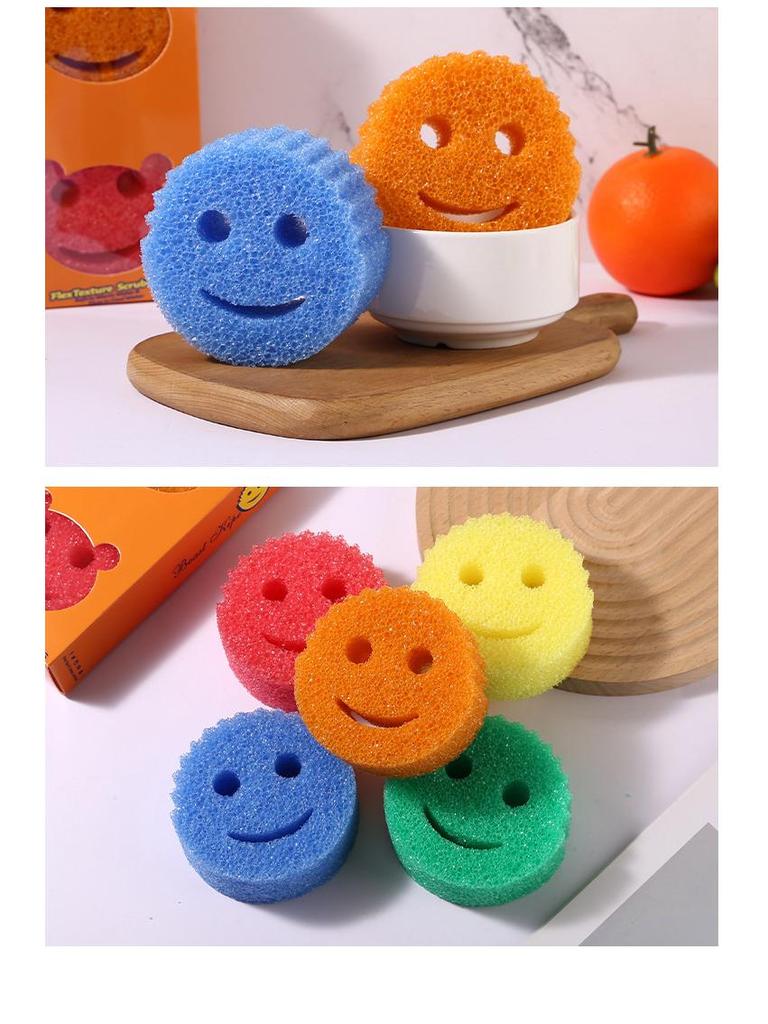 Douyin Smiley Magic Cleaning Sponge – Loofah-Style Honeycomb Kitchen Dish Sponge