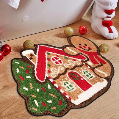 1pc Gingerbread Kitchen Rugs - Cozy Comfort Christmas Doormat, Non-Slip Floor Mat with Gingerbread Man for Indoor Use