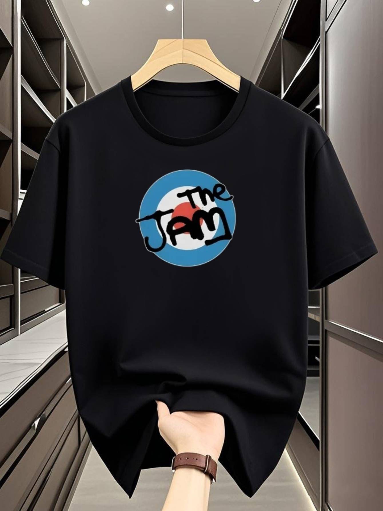 Black T-shirt - Soft Stretch Fabric Crew Neck Casual Everyday Shirt for Summer S