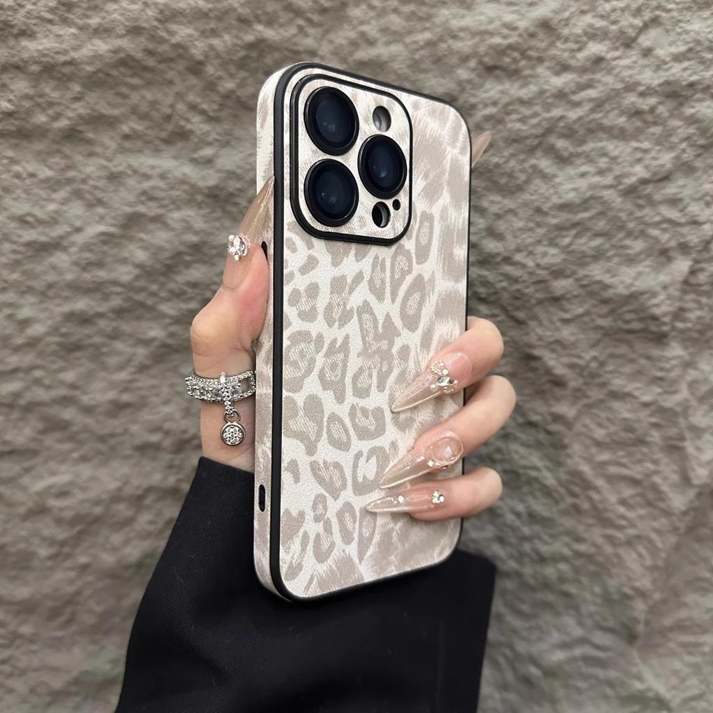 Leather Leopard Print Suitable for IPhone16Promax Internet Celebrity Phone Case Apple 15 High End Sense 14 Drop Protection Case
