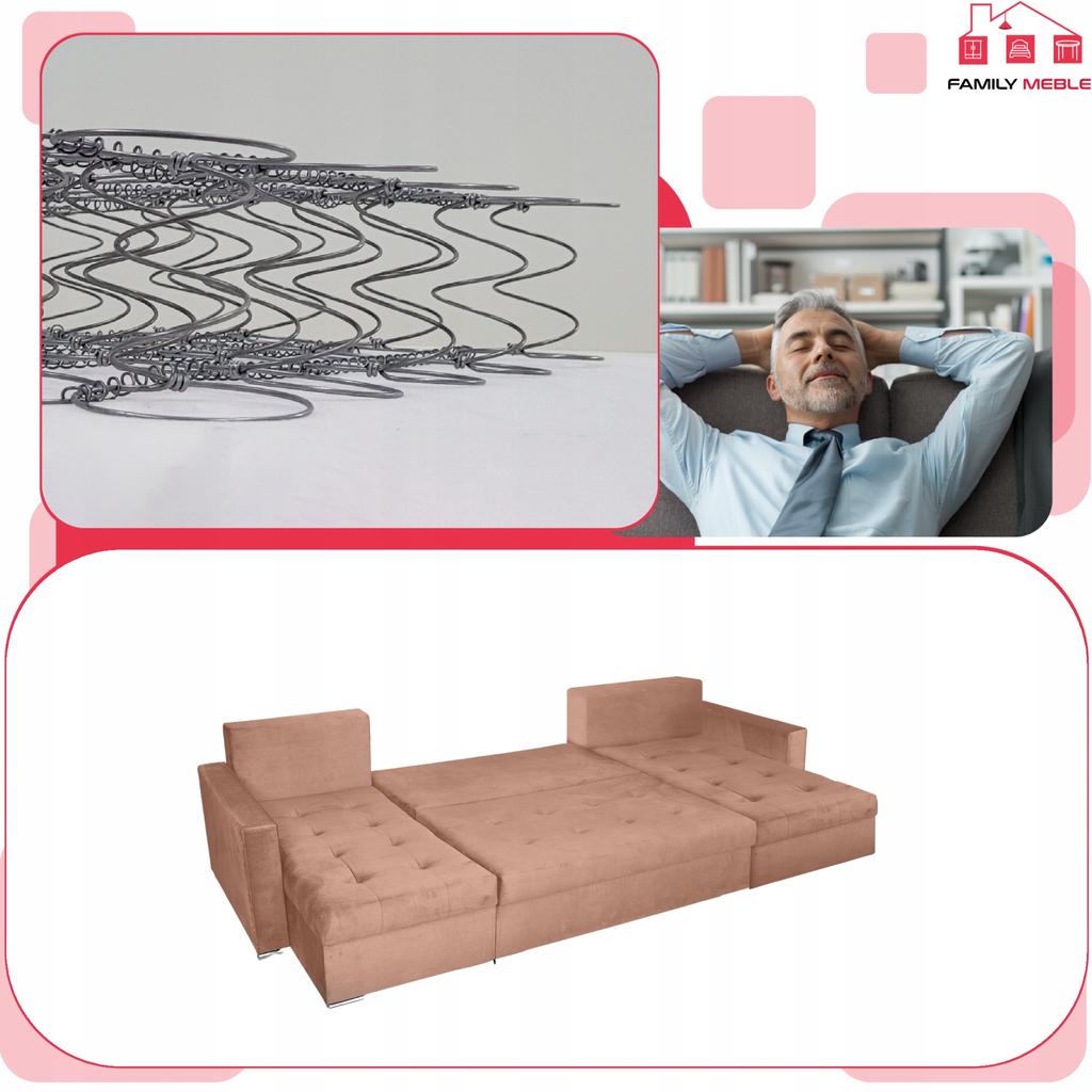 Varius BIG Corner Sofa Bed with Sleeping Containers Family Furniture Beige