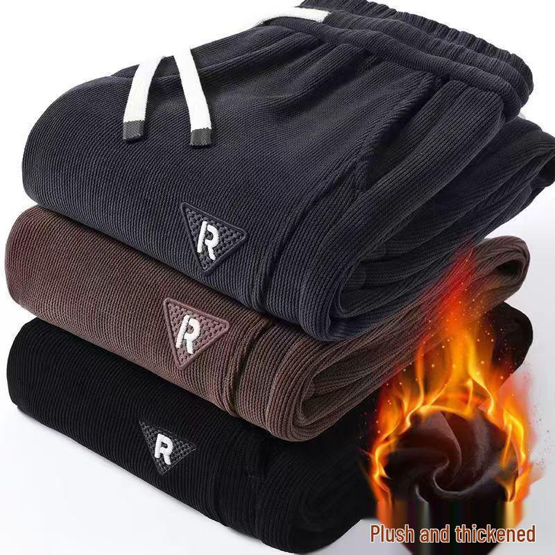 Men's Trendy Fleece-Lined Corduroy Sweatpants: Winter Warmth & Versatile Style