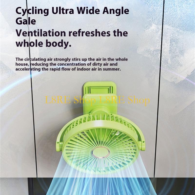 L8RE Rechargeable Miniature Desk Fan 5 Speed Setting 360 Rotation Clip Mount Fan For Car Indoor Outdoor Use Cooling Device