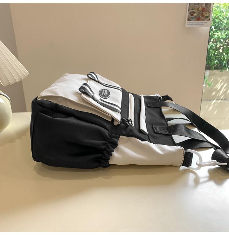 Women's Shoulder Large Capacity Handbag Color Block Tote Bag Student Book Bag for Class Crossbody Bag