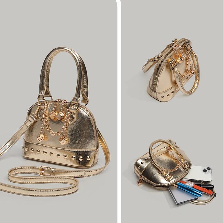 Niche high-end champagne gold shell bag daughter handbag 2025 new versatile commuter shoulder crossbody bag