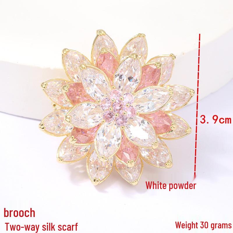 Korean Micro-Pave Pearl Brooch: High-End Floral Scarf Buckle & Corsage for a Luxurious Style