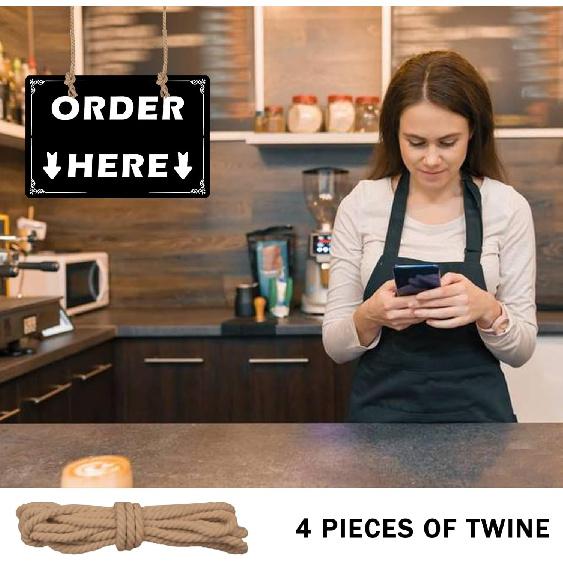 Order Here and Pick Up Here Signs,2 Pack Double-Sided Order Here Signs Pick Up Hers Sign with 4 Twines Perfect for Restaurants, Cafes, and Bars