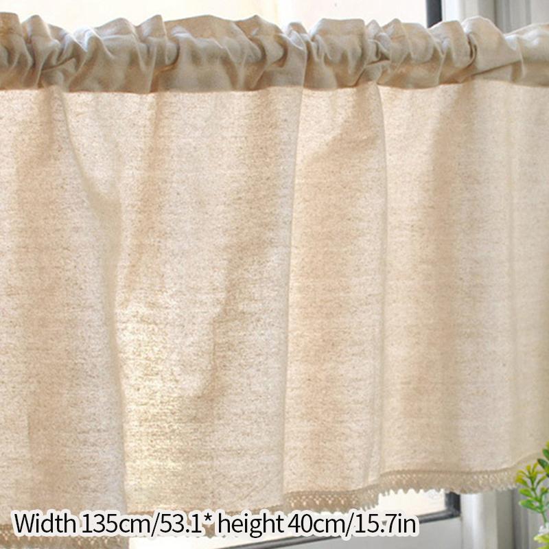 Bavlněný lněný krátký závěs, rustikální zatemňovací poloviční závěs do kuchyňské linky, háčkovaná krajková záclona, ​​úprava oken v ložnici