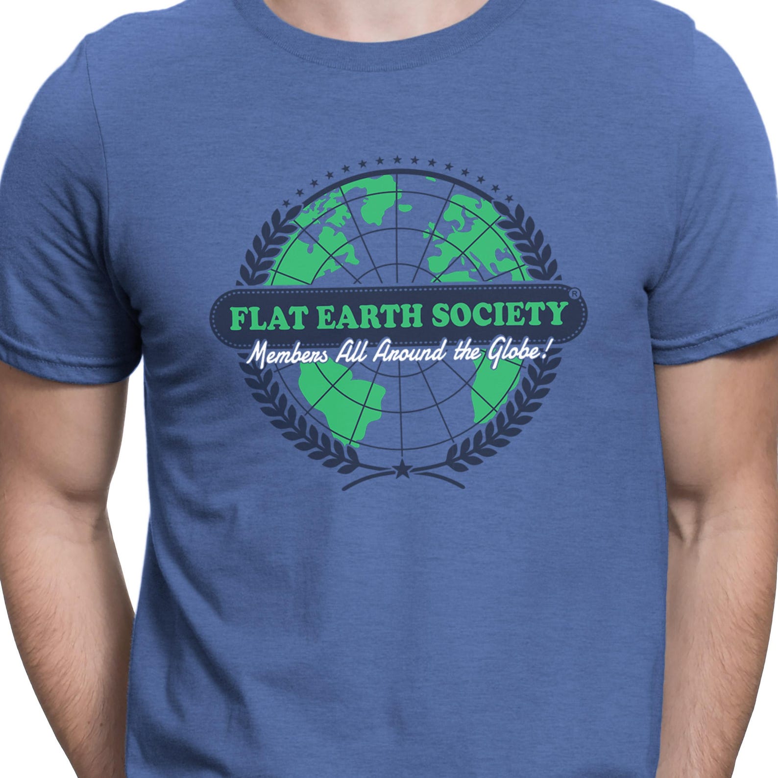 Flat Earth Society T-Shirt Funny Conspiracy Flat earther Parody Tee 2XL