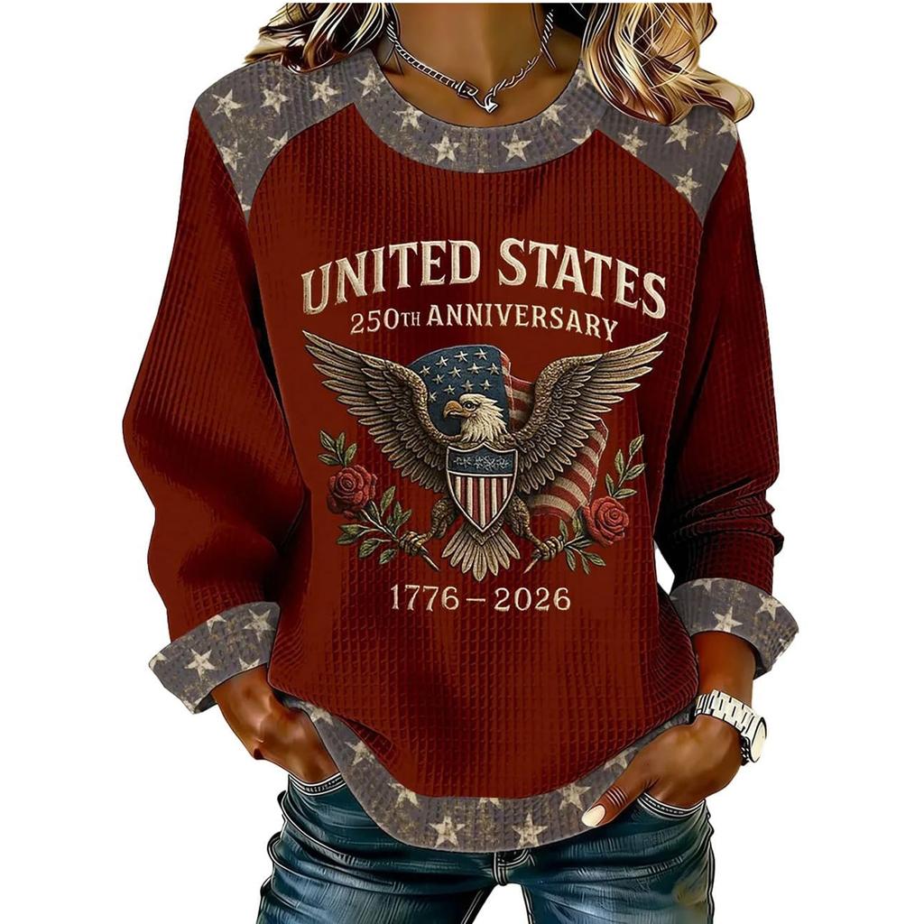 Women's Fashion Casual Long-Sleeve Round-Neck Print Pullover Knit Top