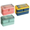 Practical Lunch Box Leakproof Food Box Double Layer Meal Box Food Storage Box Plastic Texture for Various Setting