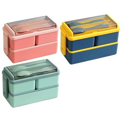 Praktische Lunchbox, auslaufsichere Lebensmittelbox, doppellagige Essensbox, Lebensmittelaufbewahrungsbox, Kunststoffstruktur für verschiedene Umgebungen