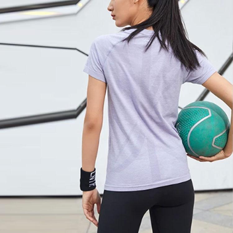 Li Ning Training Series Sports Slim Fit Short Sleeve T-Shirt Women Tops Light-Mist-Purple ATSR424-1