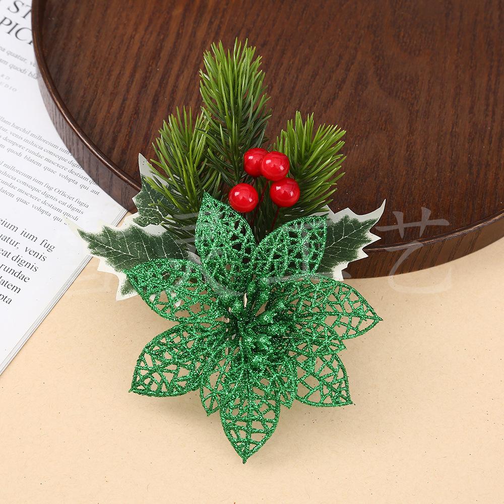 Christmas Flowers, Christmas Celebration Decorations, Scallion Powder with Hollow Flowers, Christmas Tree Decorations, Pendants, Ornaments, Handicraft
