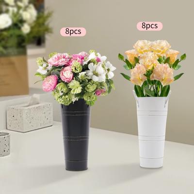 8PCS Balde de Flores Criativo Vaso de Ferro Forjado Retrô Decorativo Topper de Mesa Exibição Vintage Campo Francês