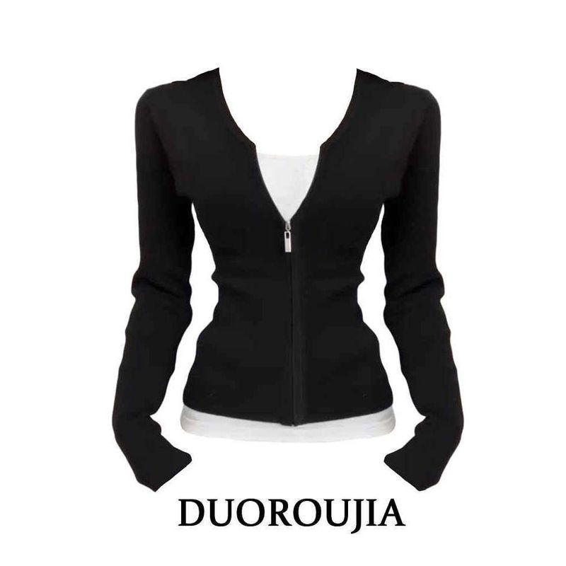 

Clothing Plus Size Ladies Korean Style Contrast Colors False-Two-Piece Long Sleeves T-shirt Female Early Autumn Super Beautiful Slim Fit Slimming Top Fake Two-Piece Top [Free Shipping Insurance] M