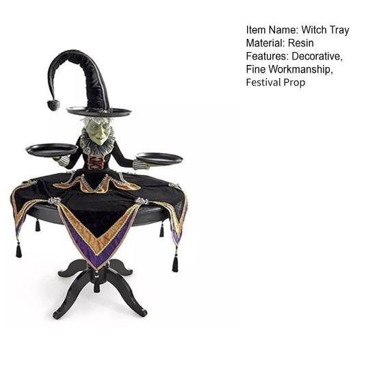 Halloween Witch Tray Multi-purpose Realistic Reusable Anti-fade Delicate Festival Prop Resin Crafts Halloween Desktop Harlequin Witch Server for Party
