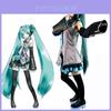 Chapéus Respiráveis Hatsune Miku Vocaloid Fantasia de Cosplay Com Peruca Tops Vestido E Gravata