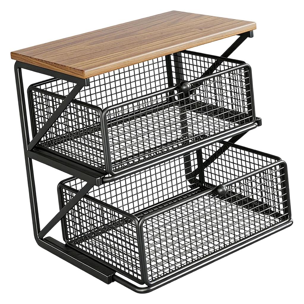 Organizer for Coffee with Drawer, Double-layered, Ideal As A Kitchen Counter Or Office.