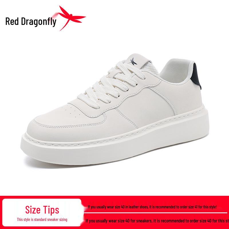Red Dragonfly Men s White Thick Sole Height-Increasing Casual Sneakers 40