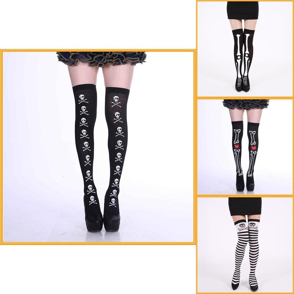Hengzhou Halloween Skeleton Ghost Thigh-high Stockings Ultra-thin Breathable Sweat-absorbent