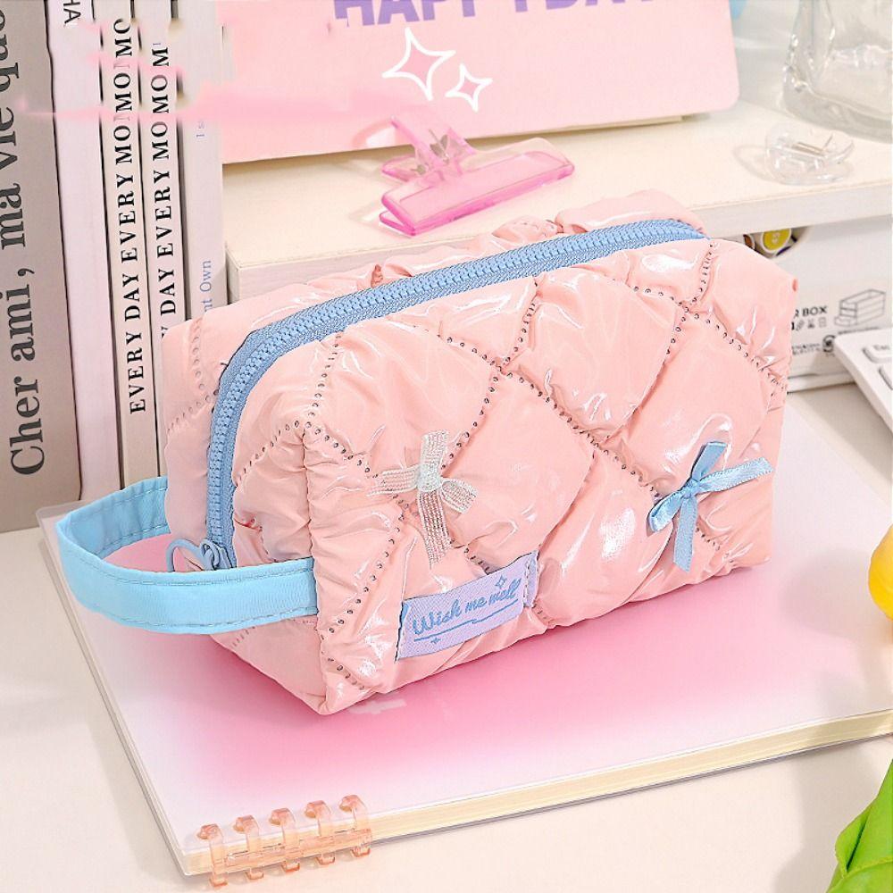 

Cartoon Stationery Storage Bag Zipper Makeup Lipstick Bag Large Capacity Pen Case Kids розовый