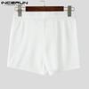 INCERUN Men Drawstring Elastic Waist Side Mesh Patchwork Shorts Pajamas