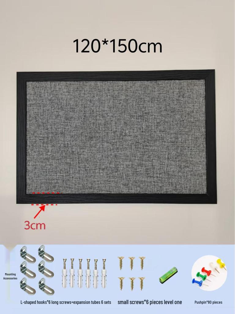 Black Frame Burlap Cork Board: Wall-Mounted Photo & Message Display for Kindergarten Theme