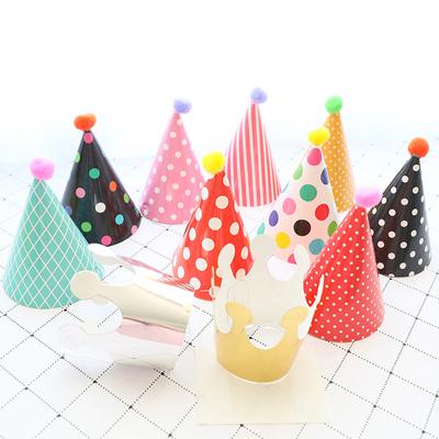 11Pcs/Bag Happy Birthday Party Hats Polka Dot Diy Handmade Cap Crown Baby Shower Decoration Boy Girl Birthday Party Photo Props