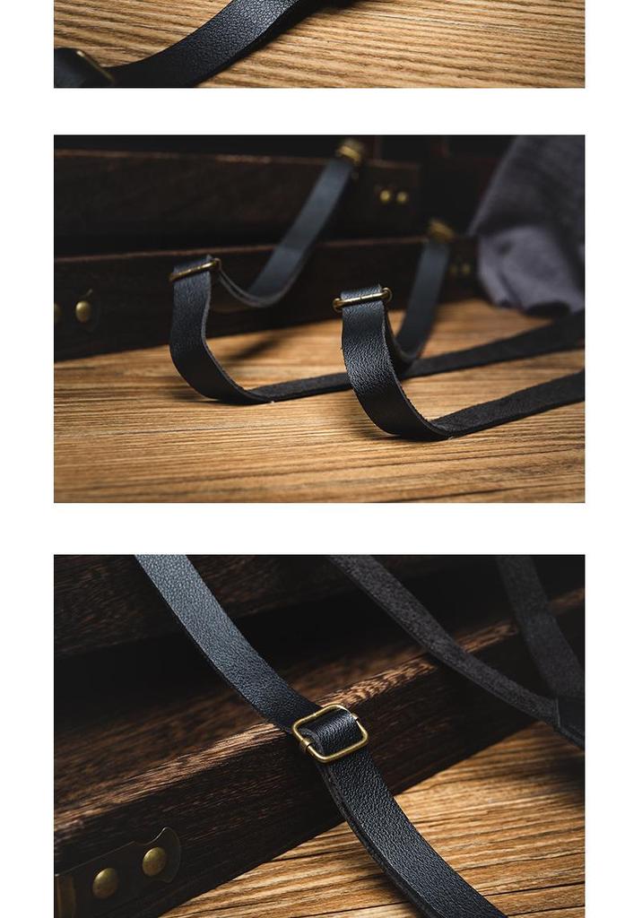 Unisex Non-Slip Retro Leather Suspenders for Pants