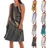 Summer Dresses For Women Loose Beach Vacation Casual Sleeveless V-neck  Sundresses With Pockets Tank Dress