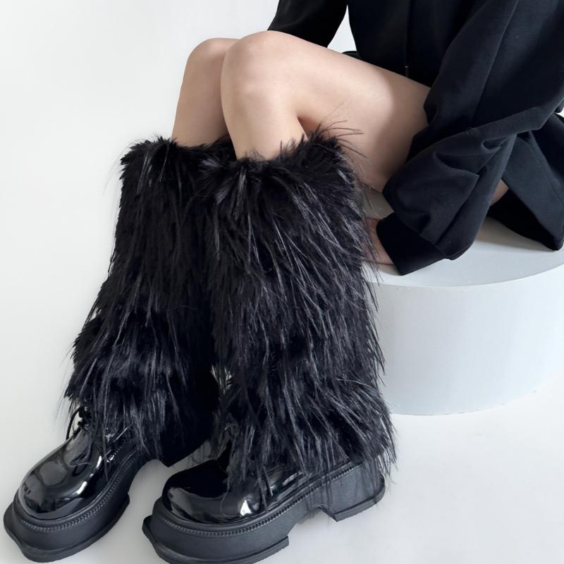 Women's Thick Fuzzy Leg Warmers Soft Plush Boot Covers Toppers for Costume Parties Winter Fashion Accessory Leg Gaiters