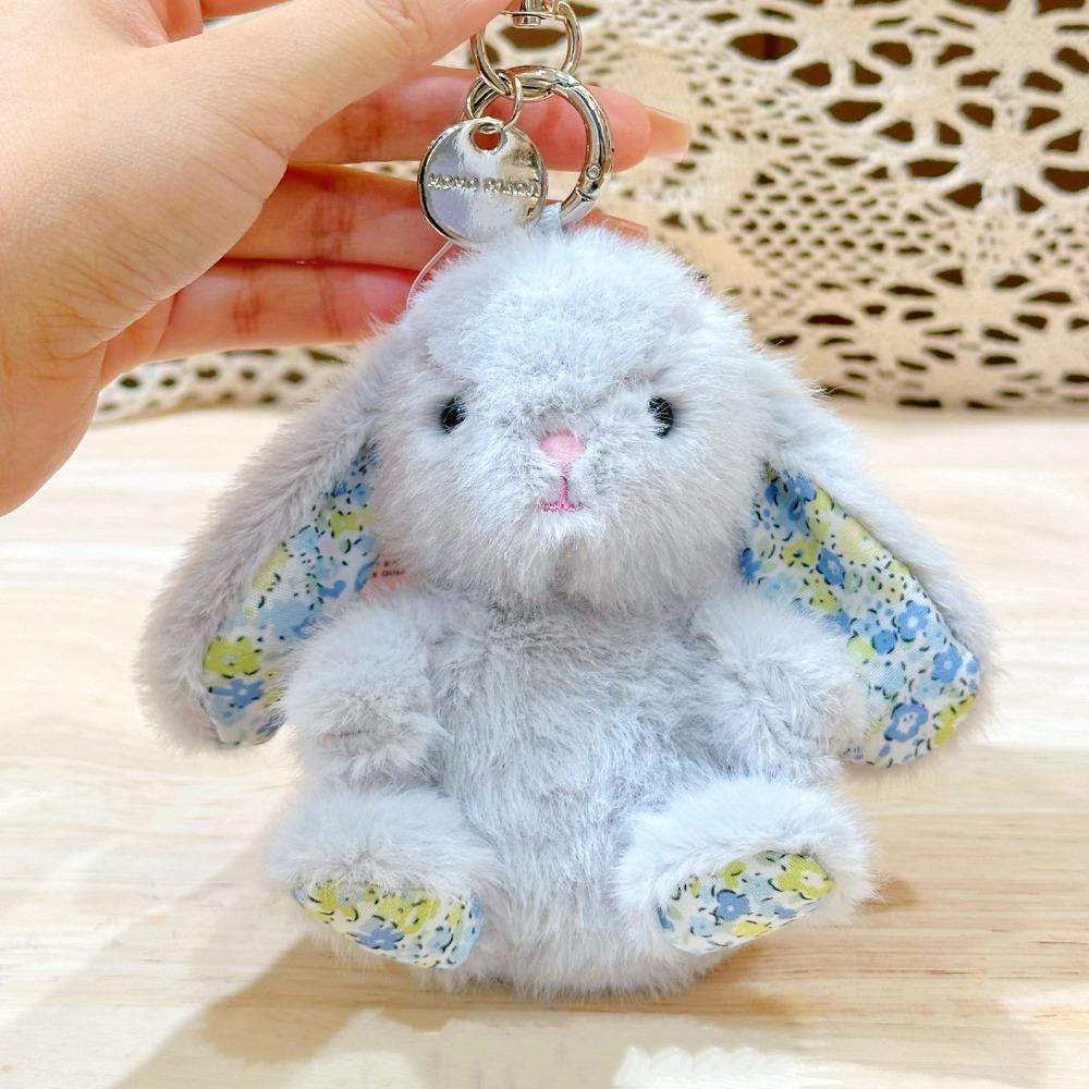 Sitting Position Rabbit Plush Keychain PP Cotton Collection Cartoon Animal Doll Pendant Soft Hanging