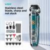 Aparat de tuns original VGR V-102 6 în 1 cu afișaj digital LED, Trimmer pentru păr din nas, Aparat de bărbierit pentru perciuni pentru bărbați, Aparat de ras pentru casă, Tuns păr