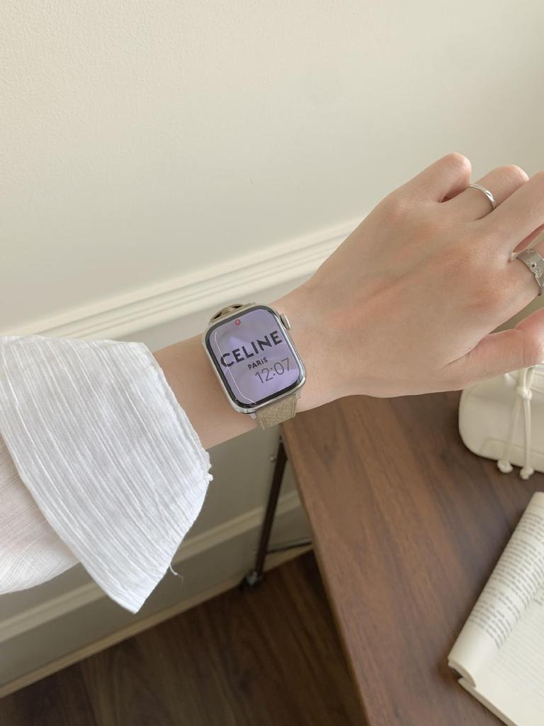 Pasek z cielęcej skóry licowej Lychee Grain do zegarków Apple Watch S10/iWatch 98765SE i Huawei GT5/GT4 – styl damski