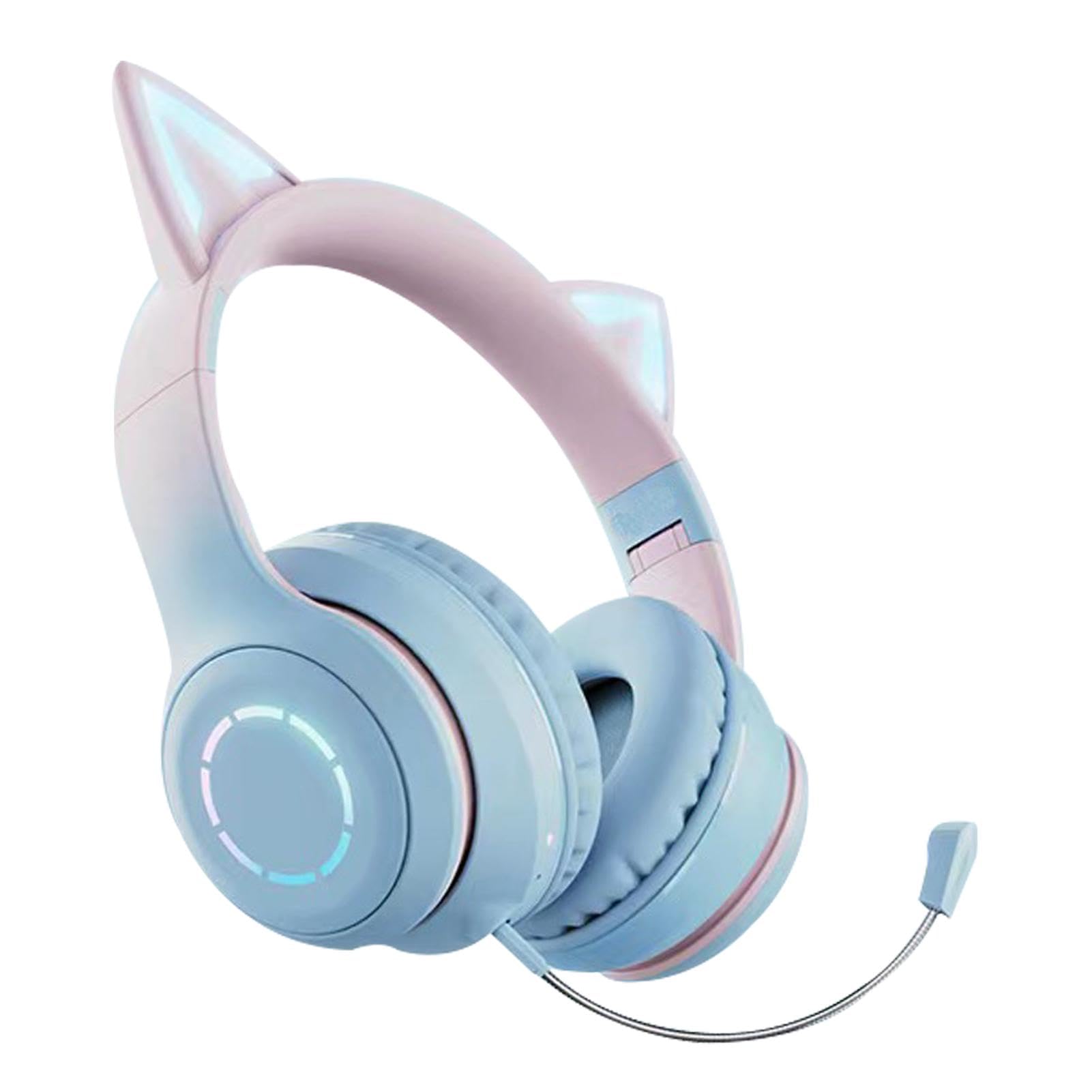 

Cat Ear Headphones with Mic, LED Cat Ear Headphones with Mic | Foldable Headset with Mic and Volume Control | Stereo Sound Kids Headphones for Tablets