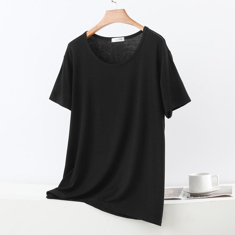 Damen Übergröße Modal Lockeres Kurzarm-T-Shirt