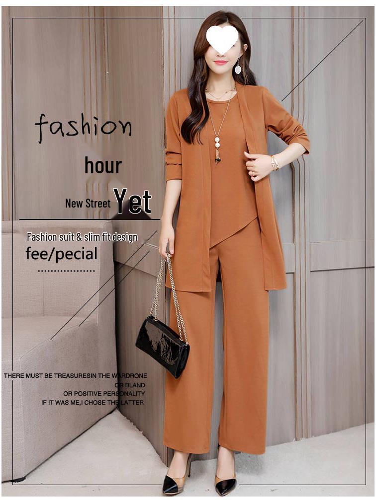 Costume Élégant pour Femme - Pantalon Large Noir - Ensemble Trois Pièces - Automne/Hiver 2025