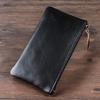 Ultra Thin Wallet Men's and Women's 6-inch Mobile Phone Bag Zipper Long Design Large Capacity Fashionable and Casual Top Layer Cowhide Clutch Bag