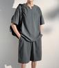 Set up for short top and bottom summer large loose 2XL [Atkata] men, summer, sleeve, set, loungewear, use, size, fitting, comfortable, grey,
