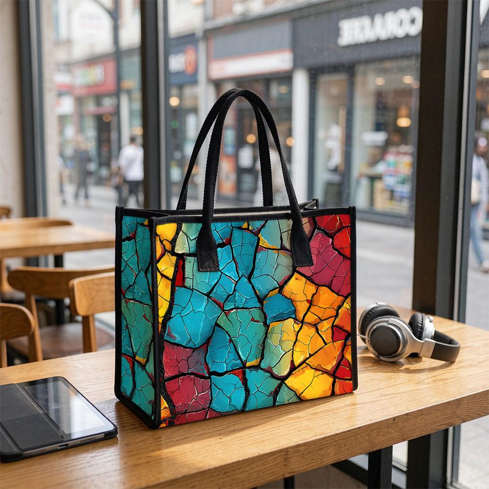 Vibrant Crackle Art Tote Bag Casual Large Capacity Daily Commuter Shopping Handbag
