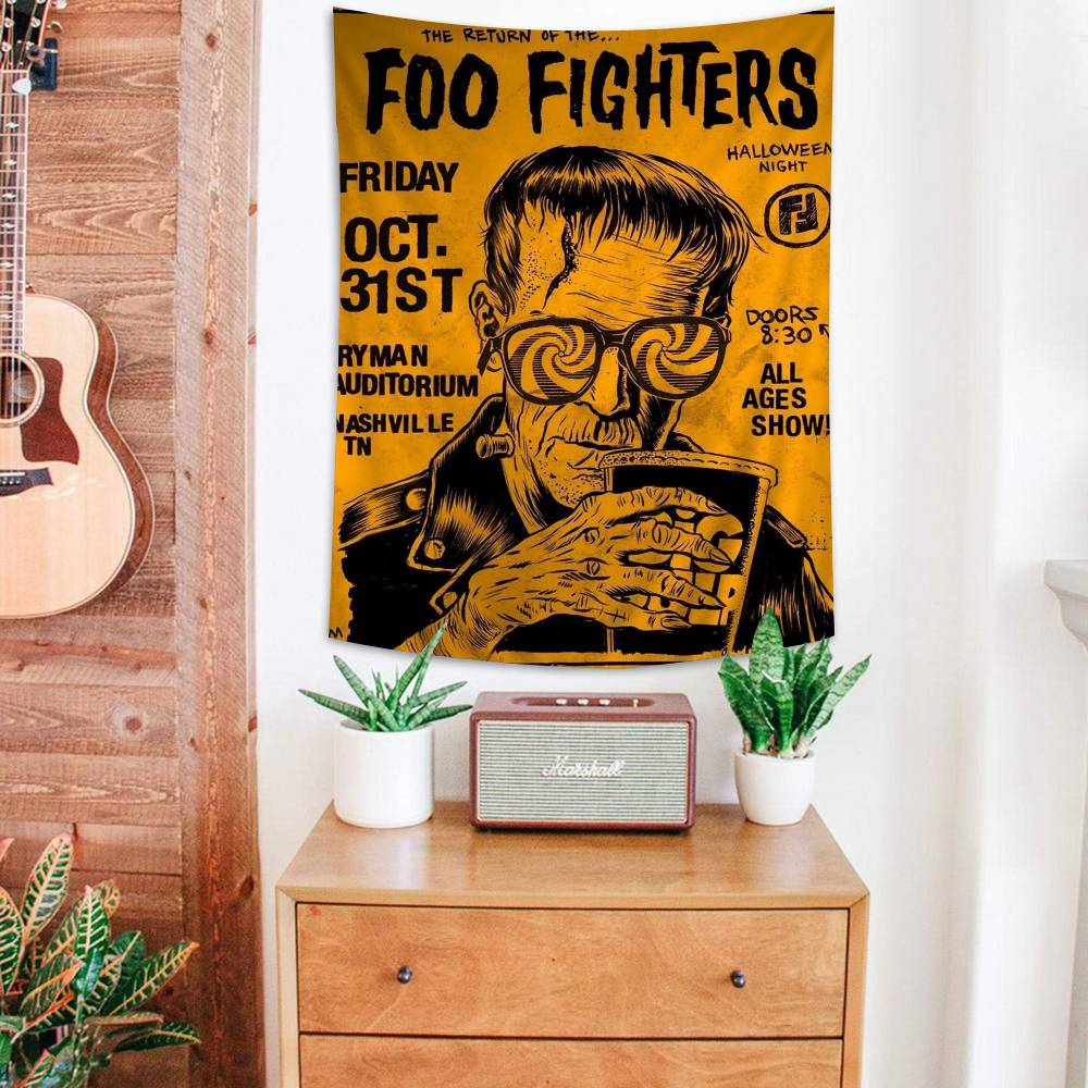 Foo Fighters Band Anime Tapestry For Living Room Home Dorm Decor Home Decor