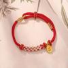 Shuibei 999 Reingold Ping'an Schnalle Armband mit goldenen Glücksperlen - Geflochtenes Handseil Valentinstag Qixi Geschenk