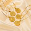 2026 Retro Round Brand Constellation Pendant Plated 18K Twelve Constellation Necklace Women's High Sense Does Not Fade