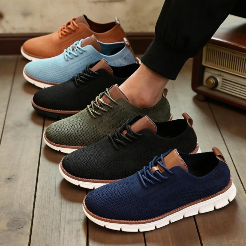 Men's Retro Knit Sneakers Breathable Mesh Casual Shoes Fashion Cloud-Like Cushion Sole Non-Slip Comfortable Flats Walking Shoes