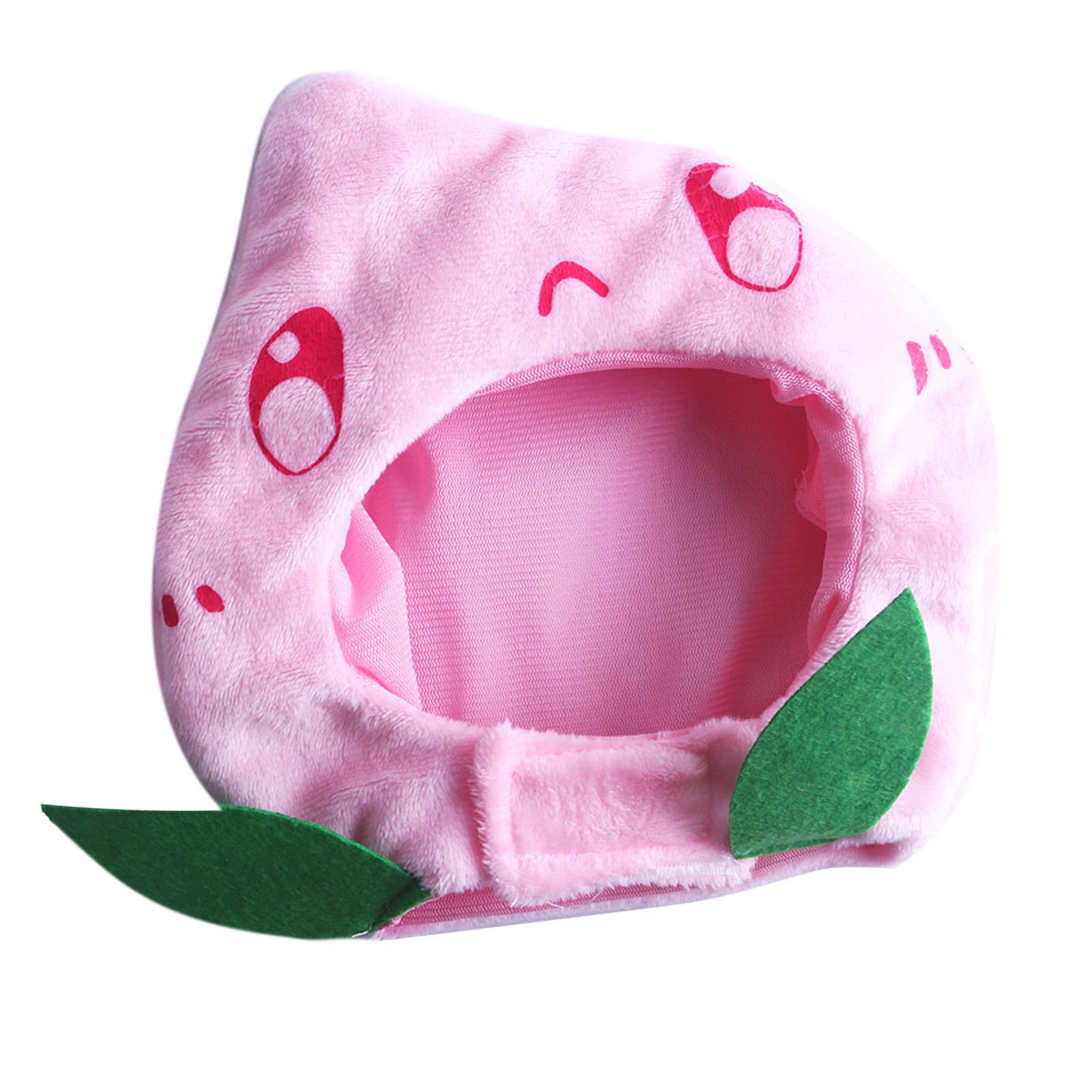 

Cat Costume Hat Adjustable Soft Washable Cute Fruit Shape Plush Cat Headgear for Daily Festival Party Pink