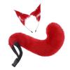 A52E Cats Wolf Foxes Ears Headband Furry Foxes Tail Plush Animal Ear Headband Tail