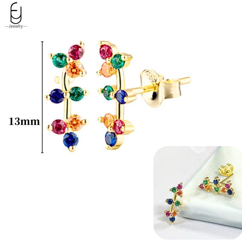 925 Silver Ear Buckles Fashion Hoop Earrings Colorful Crystal Pendants Gold Earring Premium Luxury Women's Jewelry Gift