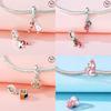 Charms Christmas Series Christmas Hat Socks Bell Snowman Copper Beads Pendant Women Original Bracelet Diy Christmas Gift